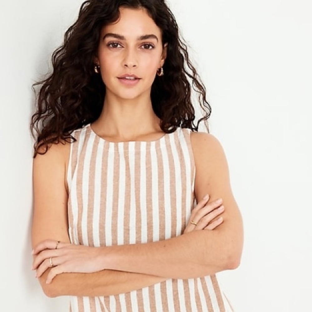 Linen Striped Shift Dress with Pockets! - Picture 2 of 4